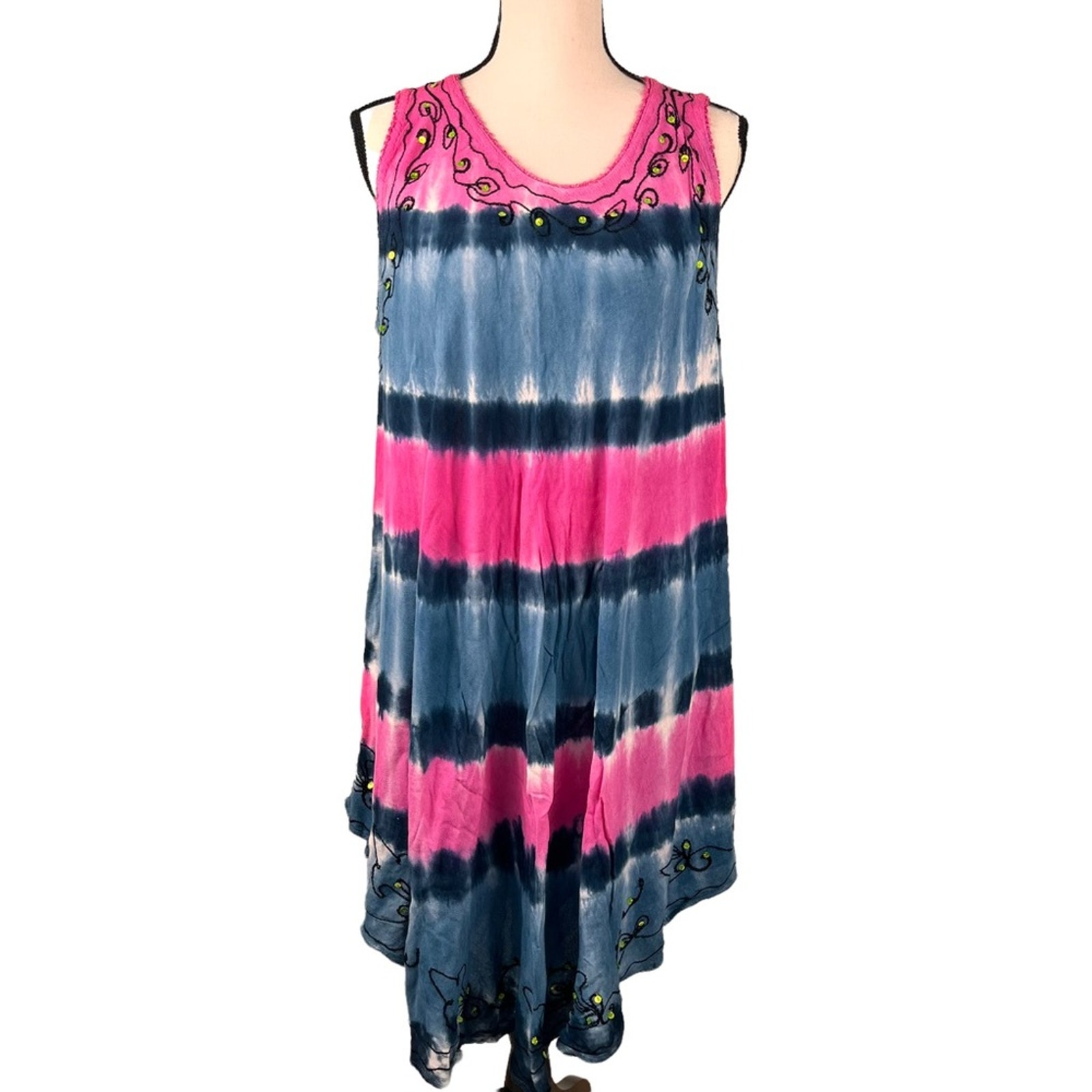 Vintage Tie Dye Free Size Rayon Dress